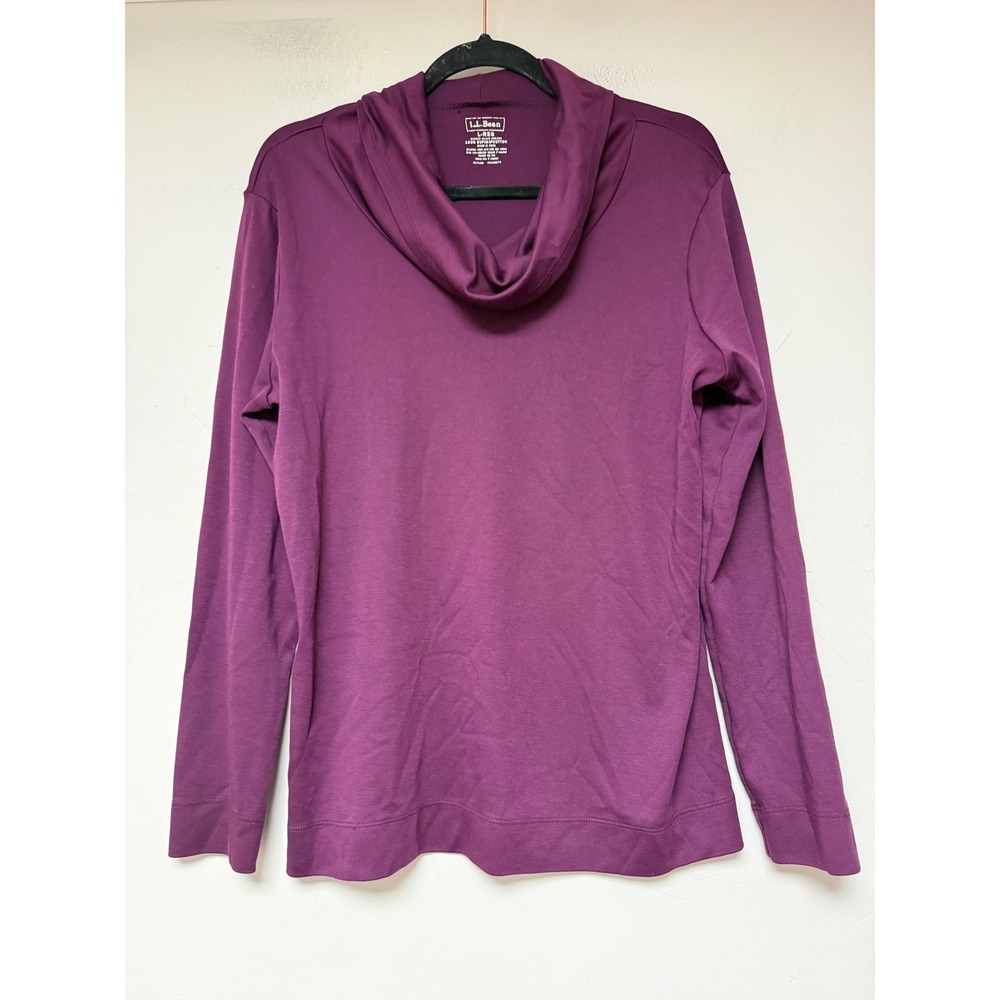 LL Bean Cowl Neck Top Womens Large Purple Excellent Supima Cotton 296580